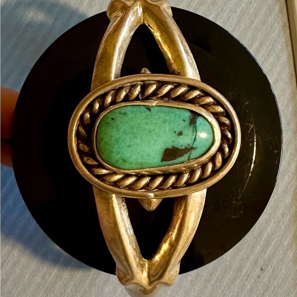 Vintage Southwest Silver and Turquoise Cuff Bracelet